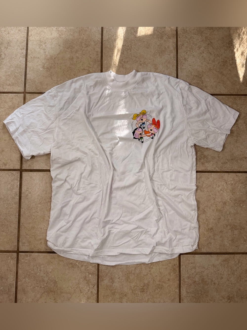 LIKE NEW The Powerpuff Girls White Oversized Graphic T-Shirt